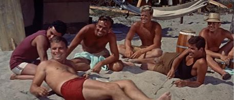 Joby Baker, Robert Ellis, Tom Laughlin, Doug McClure, and Burt Metcalfe in Gidget (1959)