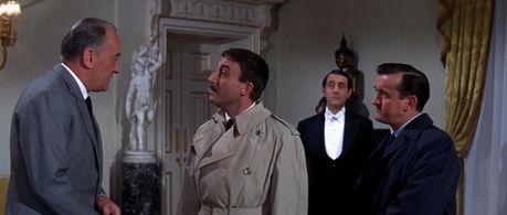 Peter Sellers, George Sanders, Graham Stark, and Douglas Wilmer in A Shot in the Dark (1964)