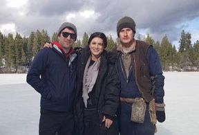 Nika Agiashvili, Gina Carano and Brendan Fehr on the set of Daughter of the Wolf (2019)