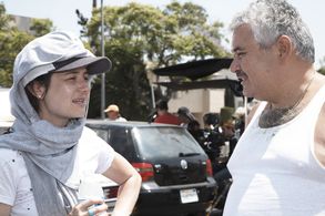 Pamela B. Green on set for her short Compact Only