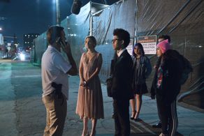 Jeff Witzke, Gregg Sulkin, Ariela Barer, Lyrica Okano, Virginia Gardner, Allegra Acosta, and Rhenzy Feliz in Runaways (2