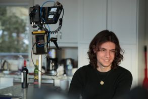 Vladimir Bilenjki on the set of Dad