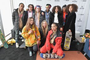 Jaden Smith, Rachelle Vinberg, Nina Moran, Dede Lovelace, and Kabrina Adams at an event for Skate Kitchen (2018)