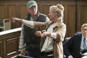 Aron Sorkin and Charlotte Bruus Christensen shooting Molly's Game