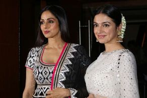 Sridevi and Divya Khosla Kumar at an event for Kabhi Yaadon Mein (2017)