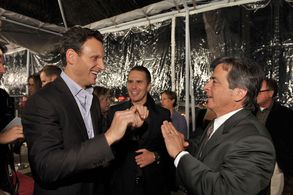 Andrew Sugerman with Sam Rockwell and Tony Goldwyn at the premiere of 