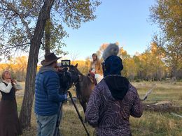 Kelsey Edwards on the set of The Counterfeit Kid