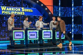 Dingdong Dantes, Will Devaughn, Mark 'The Machine' Sangiao, Geje Eustaquio, and Joshua Pacio in Family Feud Philippines 