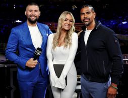 David Haye, Tony Bellew, and Laura Woods in DAZN Boxing: WBA International Heavyweight Title: Dereck Chisora vs. Kubrat 