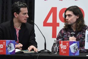 Vladimir Bilenjki at a press conference for Dad at 48th FEST in Belgrade