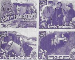 Harvey Clark, Muriel Evans, Buck Jones, and Carl Stockdale in Law for Tombstone (1937)