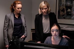 Georgina Haig, Stefanie Nakamura, and Carrie-Lynn Neales in The Radio Talk Show Killer (2019)