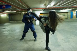 Zara Phythian and Tom Benedict Knight in He Who Dares (2014)