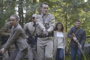 Nimrat Kaur, Josh Helman, Tom Stevens, and Kacey Rohl in Wayward Pines (2015)