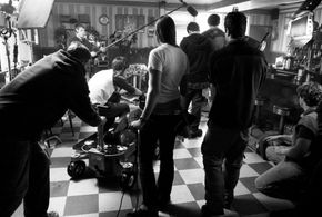 Production Still of Drew Scott and Scott Wallis on the set of Versus