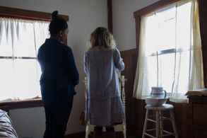 With actress Cassandra Lyback on The Gift