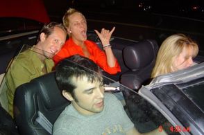 Brian Toth, Jason Boegh, and Christine Cowden behind the scenes for an all night film scene for the film 