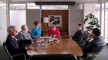 Jon Hamm, Christina Hendricks, Vincent Kartheiser, Robert Morse, John Slattery, and Sadie Alexandru in Mad Men (2007)