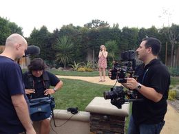 On set for The Carpenter and the Compass