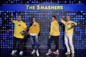 Michael Flores, Gina Lago, JV Villanueva, and Carlene Aguilar in Family Feud Philippines (2022)