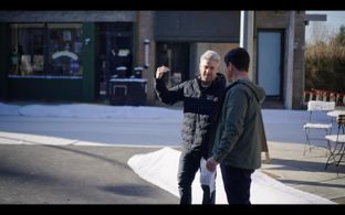 Tim Wheeler with Trent Opaloch on set in Vancouver.