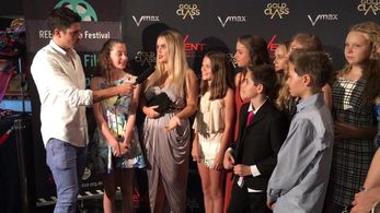 Emily Stratten being interviewed at the REELise Film Festival.