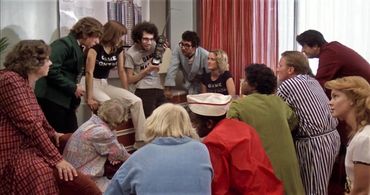 Kirsten Baker, Charlie Brill, Deborah Richter, Alan Solomon, and John Voldstad in Midnight Madness (1980)