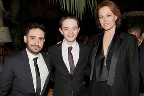 Sigourney Weaver, J.A. Bayona, and Lewis MacDougall