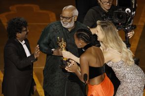 Kate Hudson, Chandrabose, M.M. Keeravani, and Janelle Monáe at an event for The Oscars (2023)