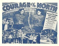 Jimmy Aubrey, Tom London, William Desmond, June Love, John Preston, and James Sheridan in Courage of the North (1935)