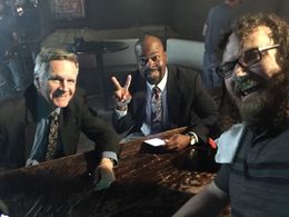 Adam Murray on set for Swamp Murders between takes.