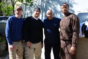 John-Luke, Jimmy and Jehu on the set of Greed