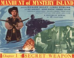 Richard Bailey, Roy Barcroft, Linda Stirling, and Forrest Taylor in Manhunt of Mystery Island (1945)
