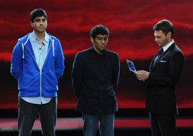Ryan Seacrest, Jorge Nuñez, and Anoop Desai in American Idol (2002)