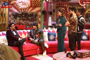 Shekhar Suman, McStan, Nimrit Ahluwalia, Shiv Thakare, and Shaleen Bhanot in Bigg Boss: Archana remains adamant (2023)