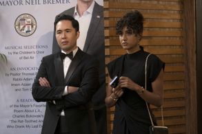 Mike Cabellon and Vella Lovell at an event for Mr. Mayor (2021)