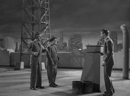 Bud Abbott, Lou Costello, and Don Porter in Who Done It? (1942)