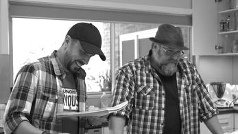 On set of 'Just Between Us' (2018) with Clayton Jacobson