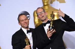 Pete Docter and Jonas Rivera at an event for The Oscars (2016)