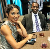 Myself and TV wife Lisa Arrindell on set.