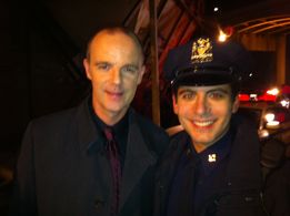 On set of Prime Suspect with Brían F. O'Byrne.