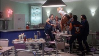 Victor Melleney, Frank Notaro, Lance Vaughan, and Abigail Wolcott in Hellgate (1989)