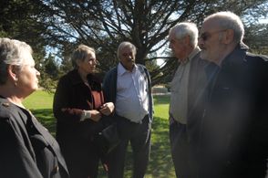 Ilan Dar, Levana Finkelstein, Ze'ev Revach, and Aliza Rosen in The Farewell Party (2014)