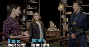 Still of Janelle Marie on the set of Marvel's Doctor Strange alongside Blaine Miller and Benedict Cumberbatch