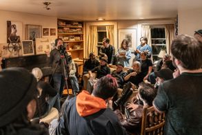 Beatnik Crowd at The Pink House