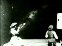 William K.L. Dickson, Annie Oakley, and Francis E. Butler in Annie Oakley (1894)