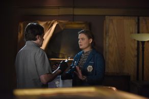 Emily Deschanel and Eric Millegan in Bones (2005)