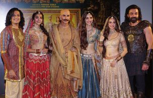 Bobby Deol, Akshay Kumar, Kriti Kharbanda, and Pooja Hegde at an event for Housefull 4 (2019)