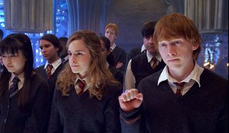 Rupert Grint, Matthew Lewis, Emma Watson, Oliver Phelps, and Katie Leung in Harry Potter and the Order of the Phoenix (2