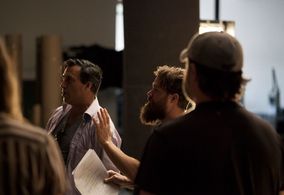 Daniel Stessen on the set of Dream Corp LLC Season 1 with A.D. Frank Capra III